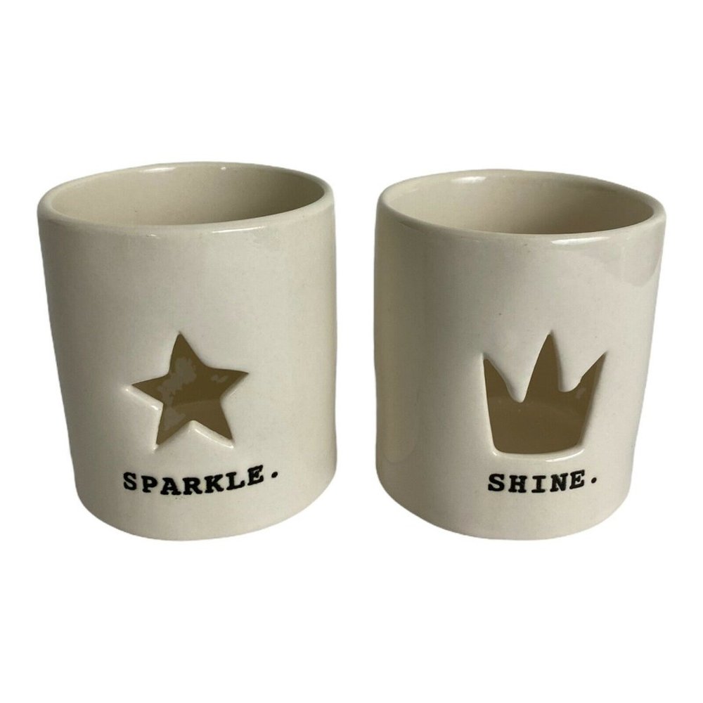 Rae Dunn Artisan Collection Magenta Sparkle Glow Votive Candle Holder Ivory